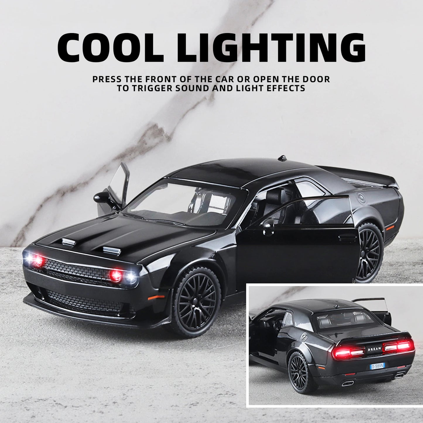 1/32 Hellcat Redeye Alloy Diecast Muscle Car Model Sound & Light Children'S Toy Collectibles Birthday Gifts Original Box Present