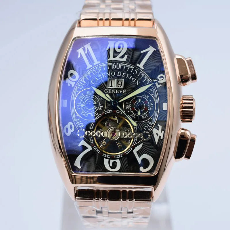 Automatic Mechanical Men Watch Fashion Skeleton Leather Wrist Watch Mens Top Brand Luxury Tourbillon Watch Classic Men