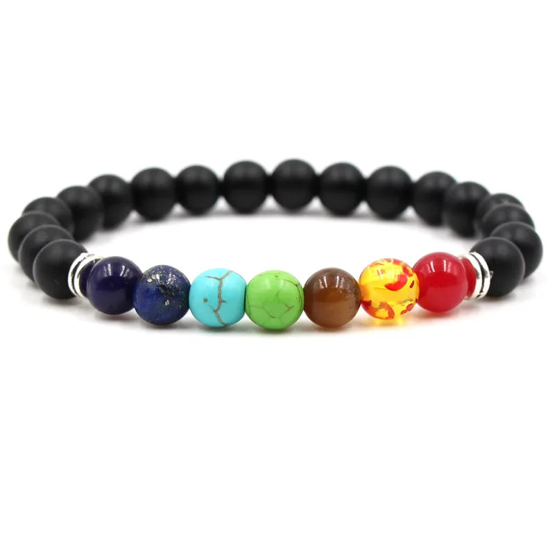 8MM Natural Stone Beaded Chain Bracelets for Women Men Couple Lava Rock Healing Balance Beads Reiki Buddha Chakra Bangle Jewelry