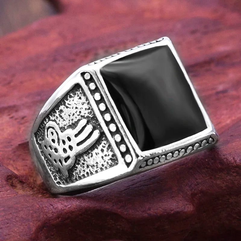 Vintage Black Square Oil Drip Ring Men Alloy Wedding Rings Men Jewelry Accessories