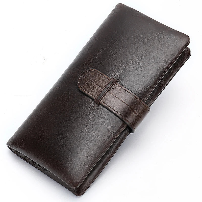 Wallet Men'S Genuine Leather Purse for Men Clutch Male Wallets Long Leather Zipper Wallet Men Business Money Bag 6018