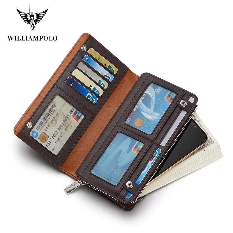 Wallet for Men Coin Leather Luxury Brand Men Wallets Long Zipper Clutch Business Designer Card Holder Wallet