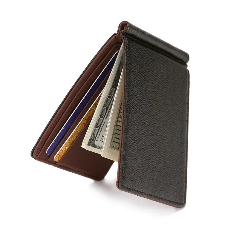 Brand Men Wallet Short Skin Wallets Purses PU Leather Money Clips Sollid Thin Wallet for Men Purses