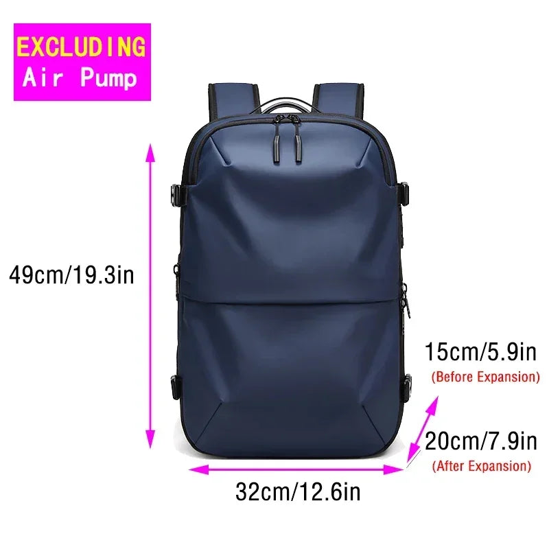 Waterproof Man Travel Backpack Vacuum Compression with Air Pump anti Theft Laptop Bag Expandable Fashion Casual Large Back Pack