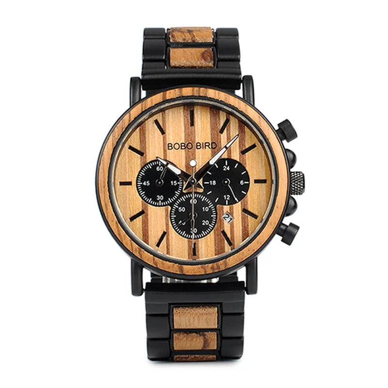 Wooden Men Watch Relogio Masculino Luminous Luxury Top Brand Chronograph Watches Erkek Kol Saati Drop Shipping