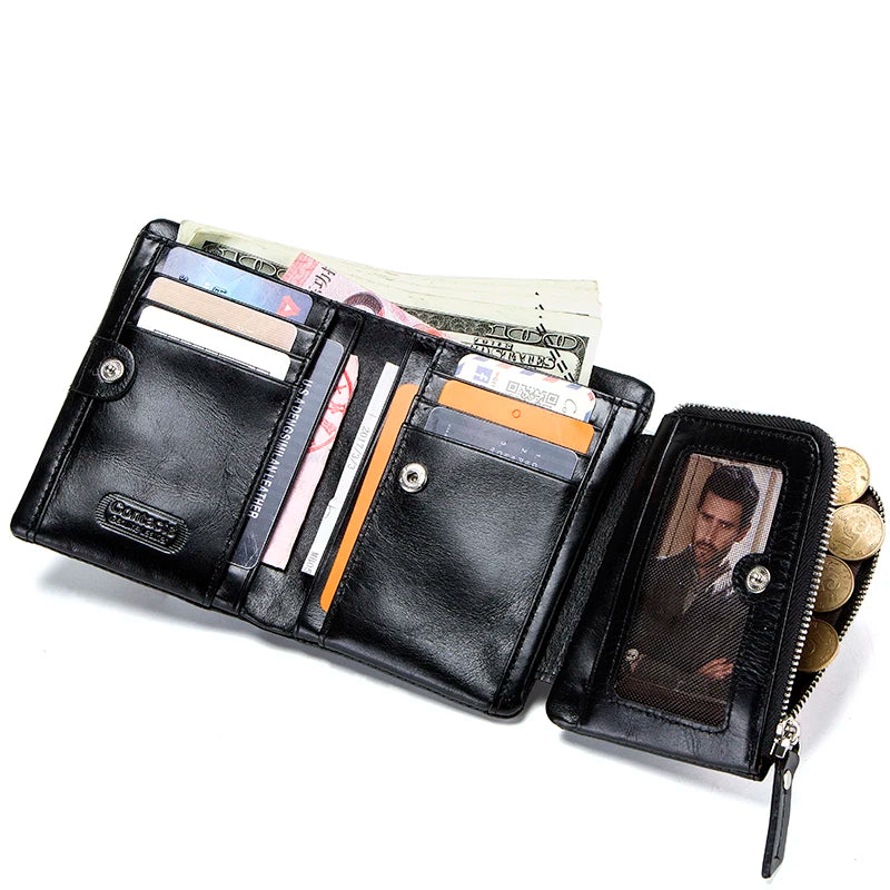 CONTACT'S New Classical Genuine Leather Wallets Vintage Style Men Wallet Fashion Brand Purse Card Holder Long Clutch Wallet