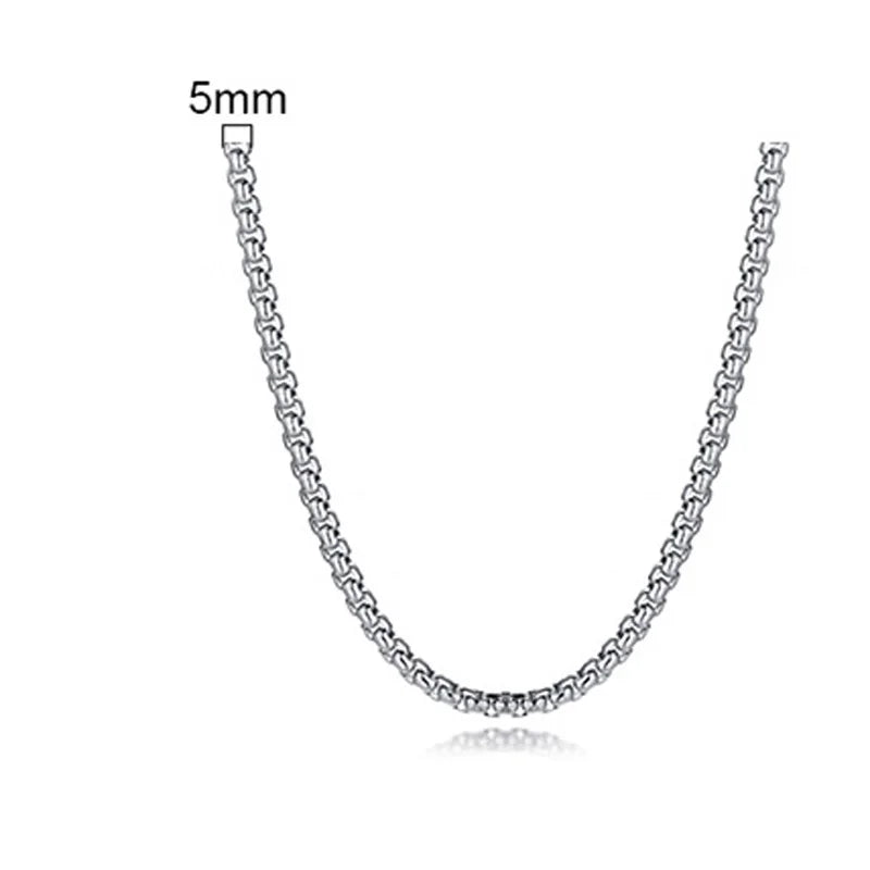 ROUND BOX CHAIN STAINLESS STEEL CHAIN MENS or WOMENS CHAIN UNISEX JEWELRY 18 to 30INCH