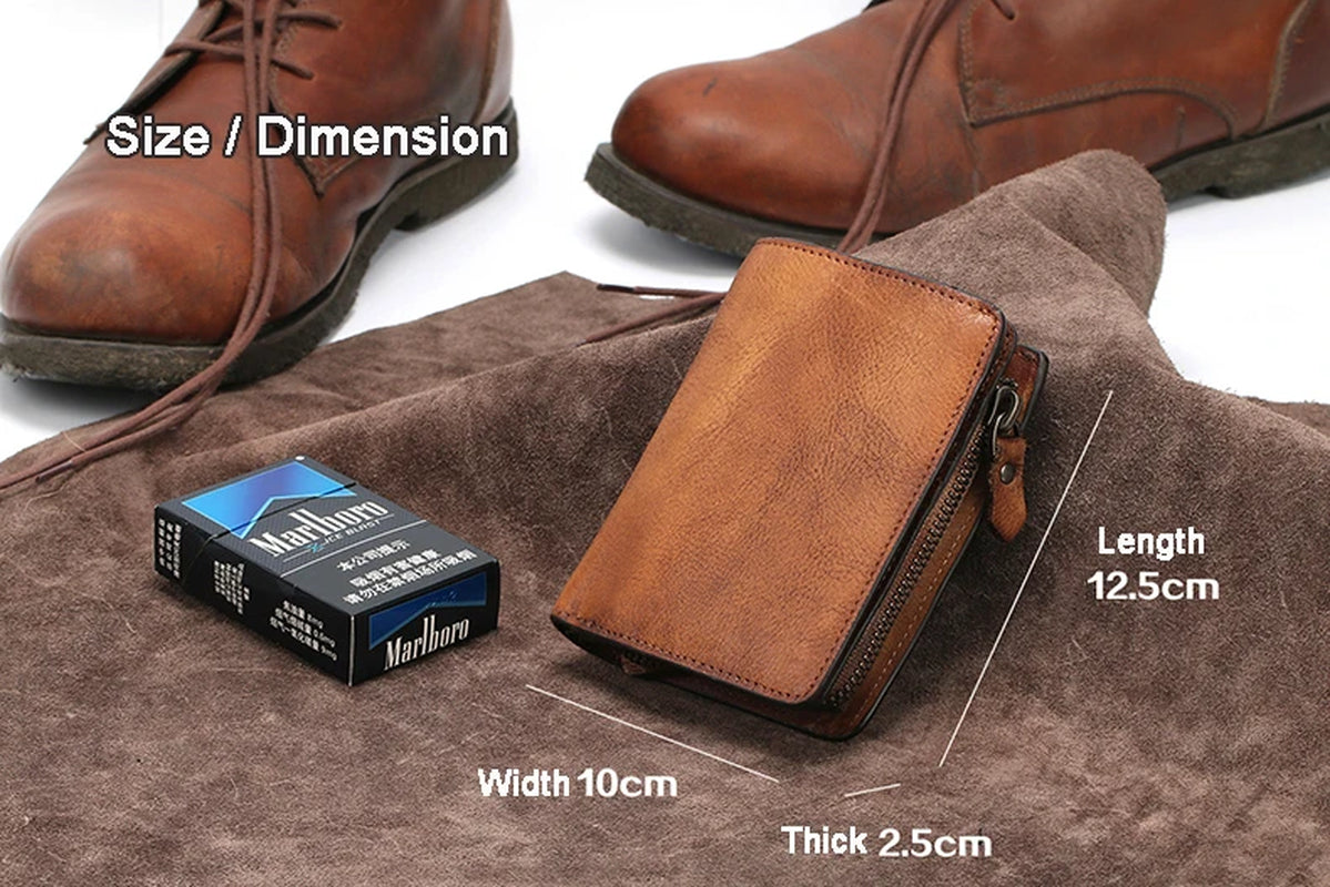 Vintage Genuine Leather Wallet Men Purse Leather Men Wallet Vertical Short Money Bag Male Wallet Credit Card Holder