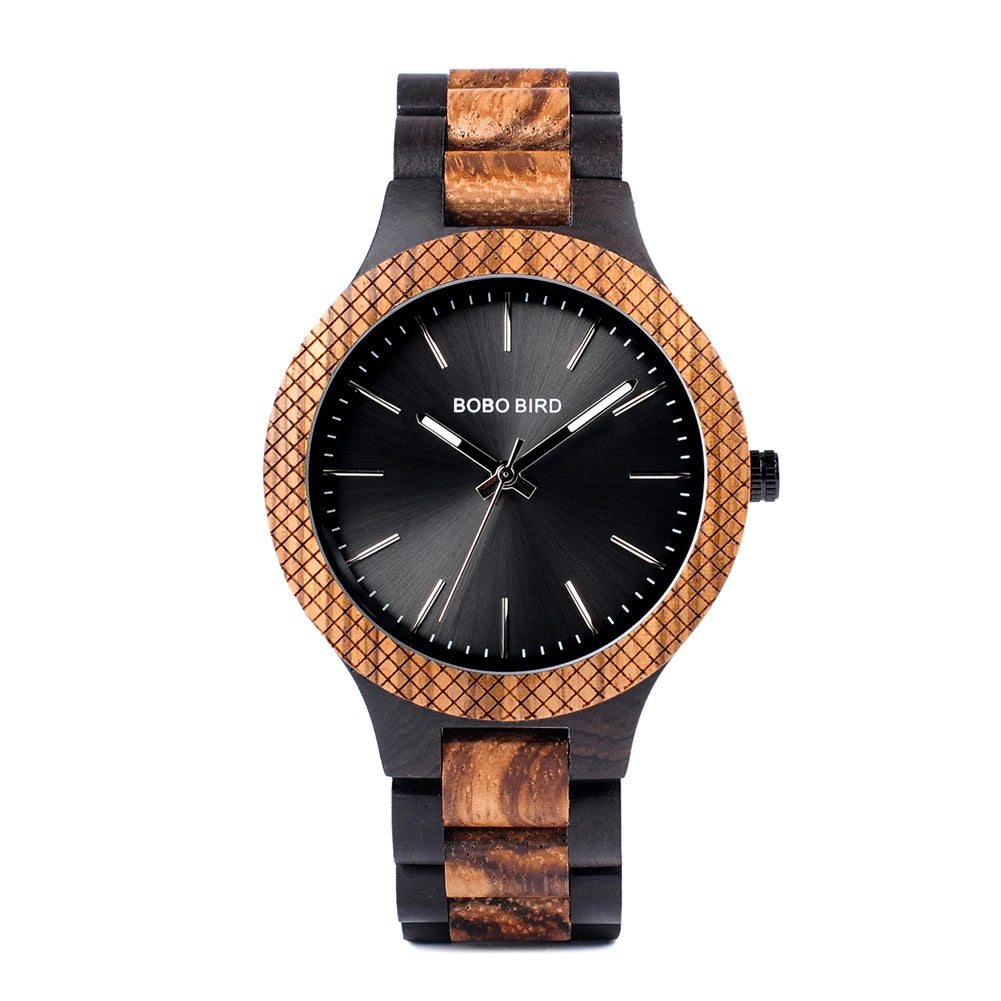 Relogio Masculino  Wood Men Watch Zabra Wooden Timepieces Quartz Watches for Men Watch Custom Gift Drop Shipping