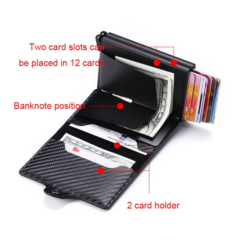 Engraving Rfid Carbon Fiber Leather Men Wallet Money Bag Purse Small Mini Card Holder Portomonee Male Walet Pocket PORTFOLIO