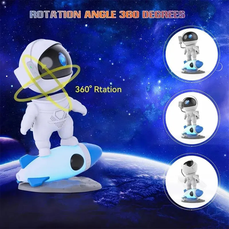 Bluetooth Music Speaker with White Noise Rocket Astronaut Star Nebula Projector Space Galaxy Projector Night Light for Kids Gift