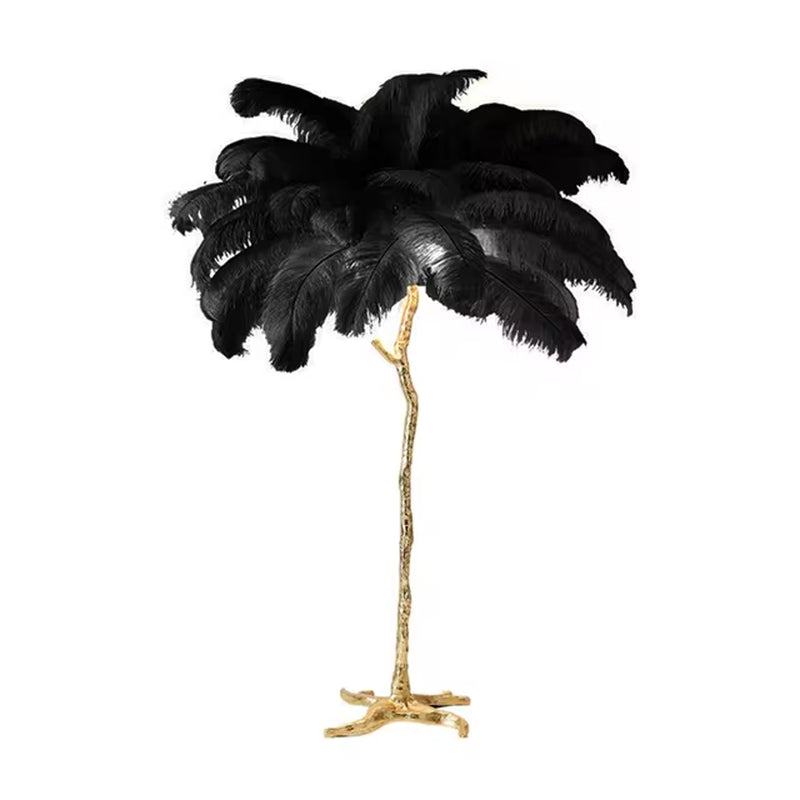 Nordic LED Floor Lamp for Living Room Modern Resin Luxury Ostrich Feather Floor Lamps Bedroom Sofa Corner Indoor Standing Lights