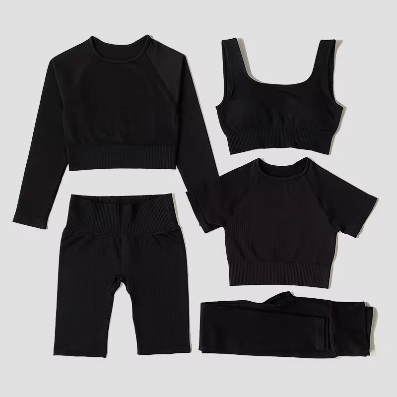 Yoga Set Seamless Women'S Sportswear Workout Clothes Athletic Wear Gym Legging Fitness Bra Crop Top Long Sleeve Sports Suits