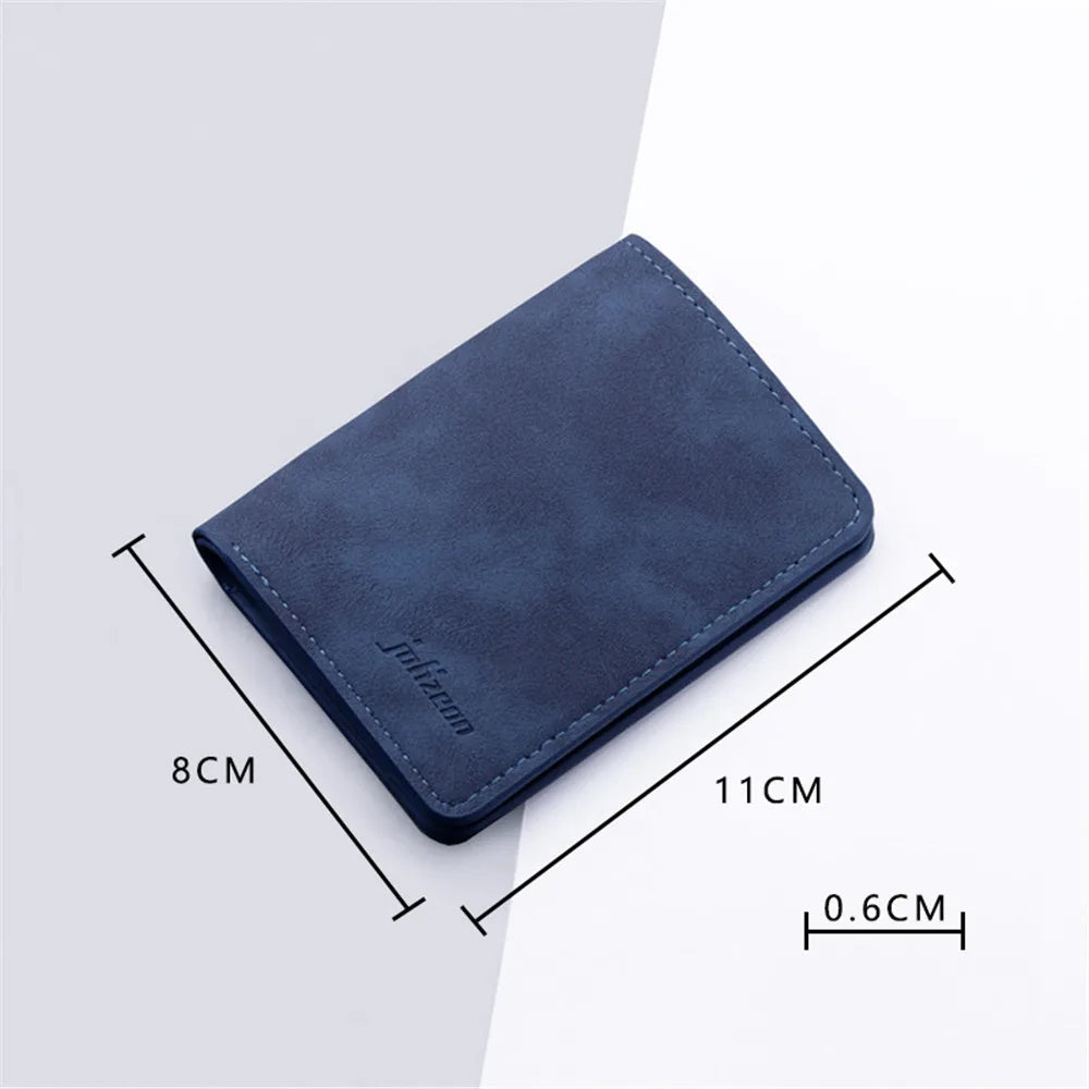 PU Leather Purse Frosted Card Holder Retro Embossed Folding Wallet Thin Men Soft Coin Pouch Bag for Women 2022 Trend 8*11Cm Mini