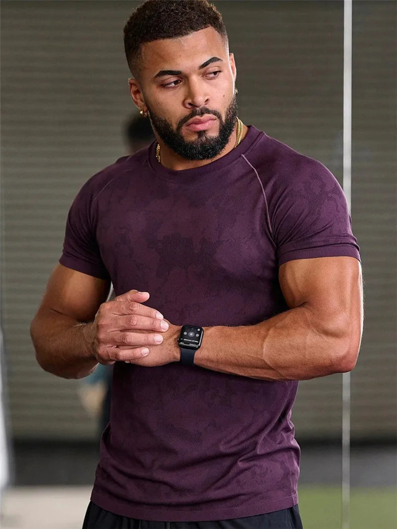 Men'S Compression T-Shirt Fitness Camouflage Sport T-Shirt Tight Men Elastic Short Sleeve Shirt Training T-Shirt Running Tops