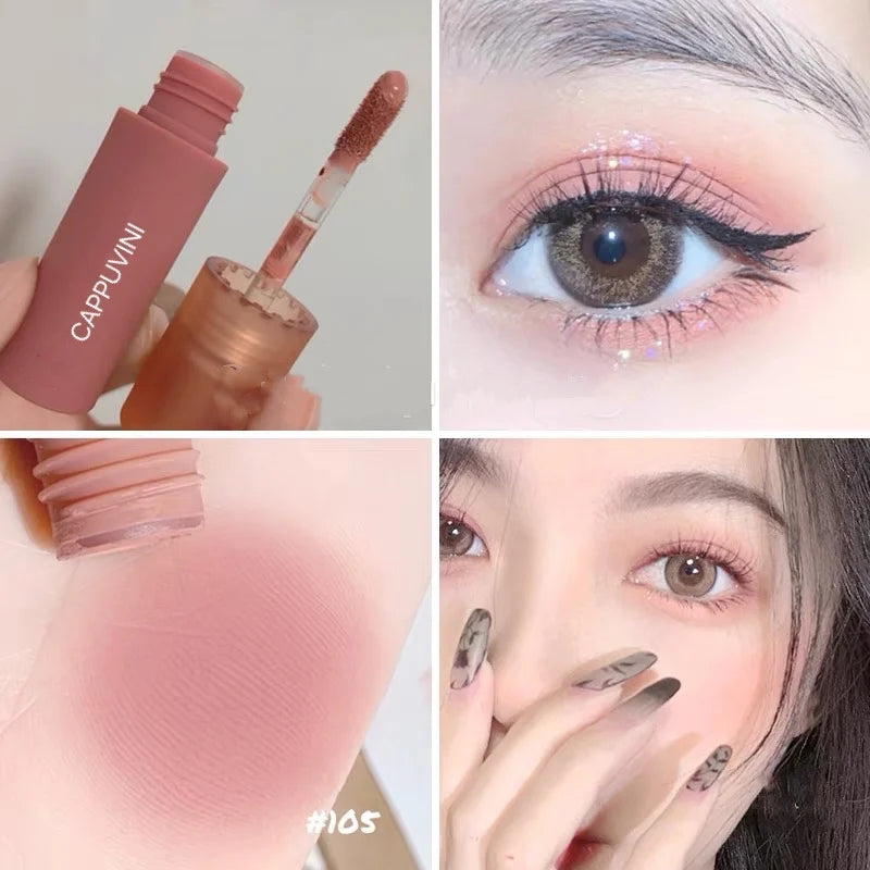 Cappuvini Matte Eyeshadow Cream Smooth Nude Eye Makeup Long Lasting Waterproof Orange Apricot Nude Liquid Eyeshdaow AC389