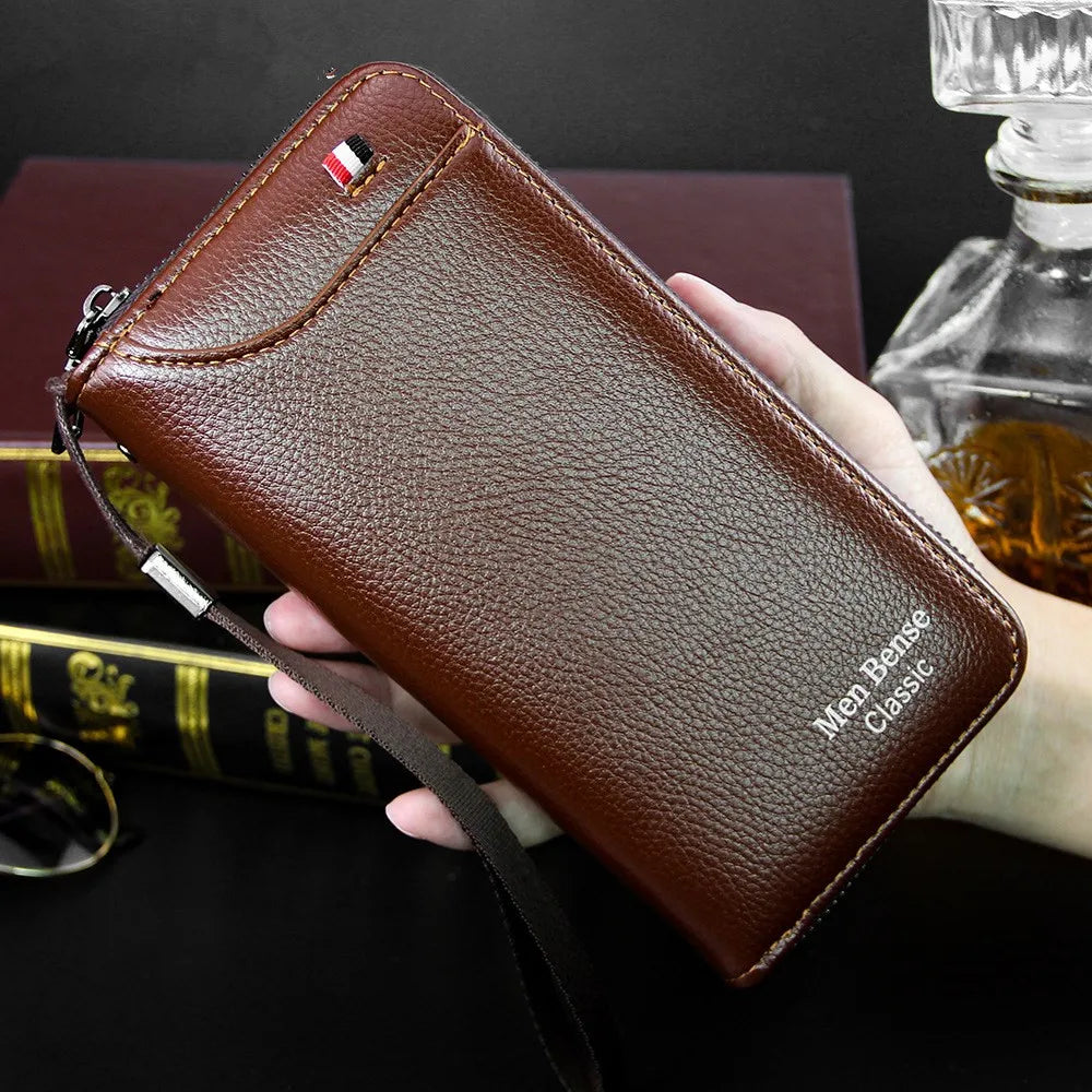 High Quality Men Wallet Long Style Credit Card Holder Male Phone Purse Zipper Large Capacity Brand PU Leather Clutch Bag for Men