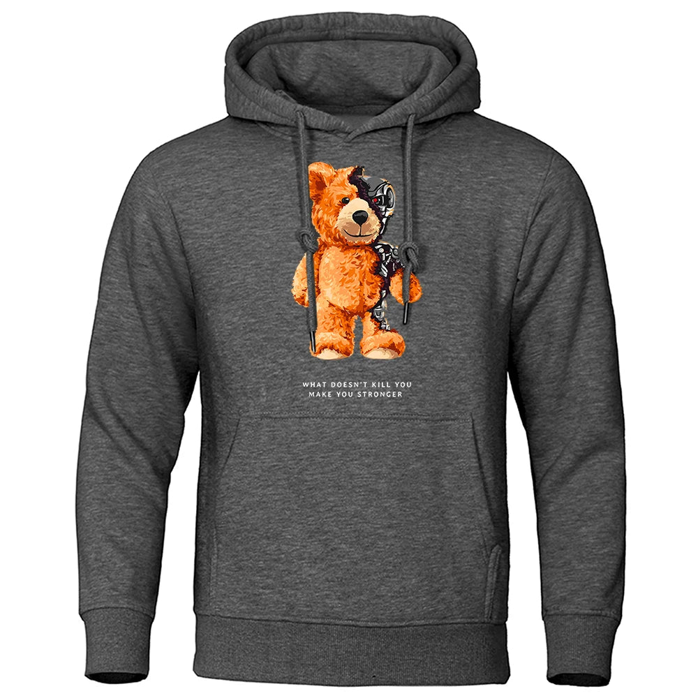 Ted Bear Show You What I Am Really Look like Hoodies Men Fashion Funny Clothing Loose Oversized Sweatshirts Street Casual Coat