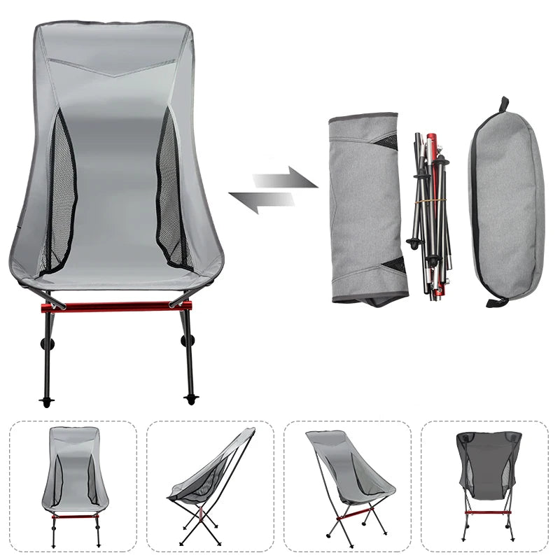 Portable Ultralight Foldable Outdoor Camping Chair Collapsible Picnic Backrest Seat Folding Aluminum Alloy Stool