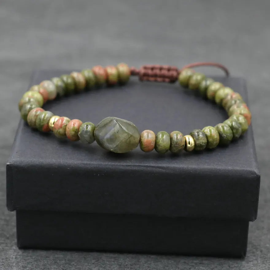 Natural Stone Beads Bracelet for Women Men Strand Braid Chakra Labradorite Bracelets Men Abacus Beads Jewelry Couples Pulseira