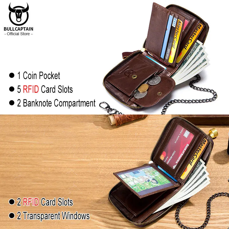 Cowhide Genuine Leather Men Wallet Coin Purse Small Mini Card Holder Vintage PORTFOLIO Portomonee Male Walet Pocket