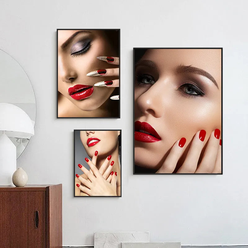 Beauty Nail Shop Art Poster Photo Wall Decoration Beauty Eeyelash Makeup Print Poster Canvas Painting HD2593