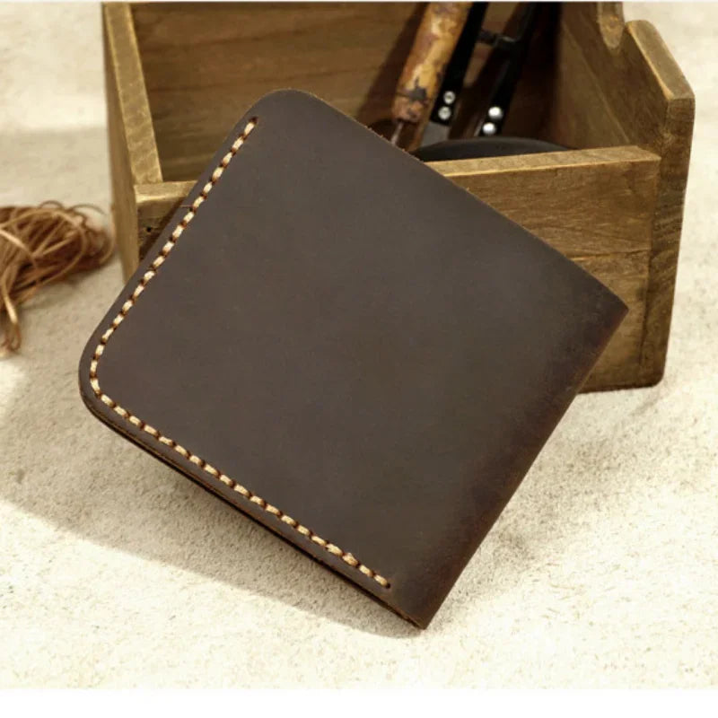 Fashion Genuine Leather Men'S Wallet Retro Handmade Wallet for Men Durable Real Leather Purse for Men Coin Purse Wallet