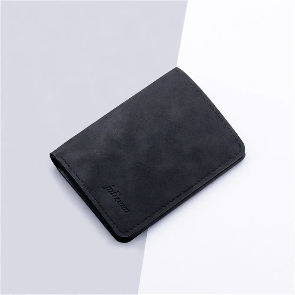 PU Leather Purse Frosted Card Holder Retro Embossed Folding Wallet Thin Men Soft Coin Pouch Bag for Women 2022 Trend 8*11Cm Mini