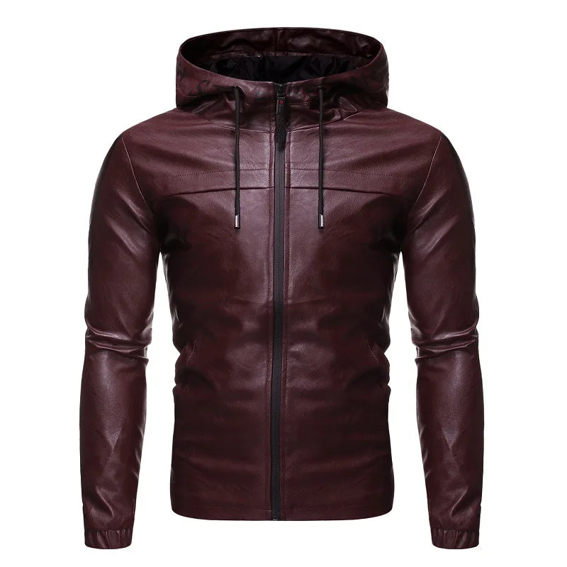 Men Jacket Spring Leather New Autumn Fashion for Men Hooded Leather Jacket Leather Jacket Men