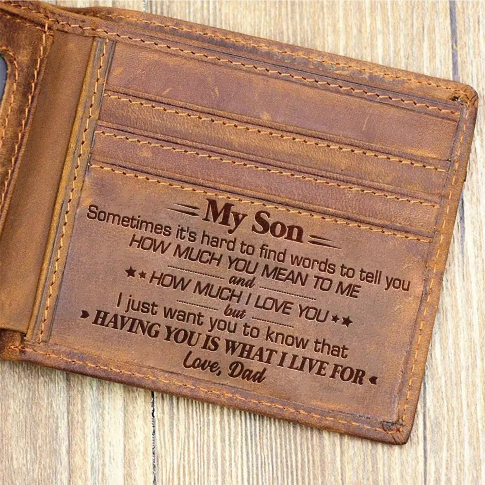 Free Engraving 100% Genuine Leather Men Wallet Gift of Dad to Son V E1001-1015 Small Mini Card Holder Card Wallet Men