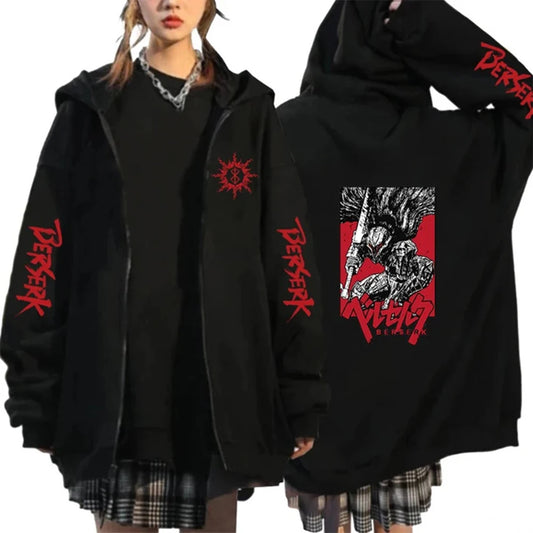 Japanese Berserk Anime Hoodie Guts Eyes Manga Hoodies Harajuku Long Sleeves Sweatshirt Hip Hop Boy Girl Clothes Outerwear Coat