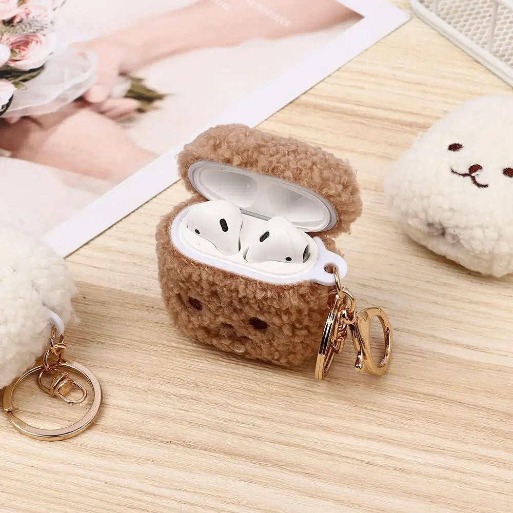 Cute Fluffy Bear Earphone Case Headphone Box Headphones Fur Case Earphone Cover for Apple Airpods 1 2 Pro|Airpods Charging Box