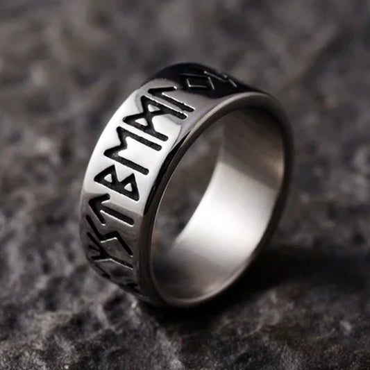 Never Fade Stainless Steel Viking Compass Runic Statement Rings Men Vintage Color Nordic Viking Totem Odin Men Rings Jewelry