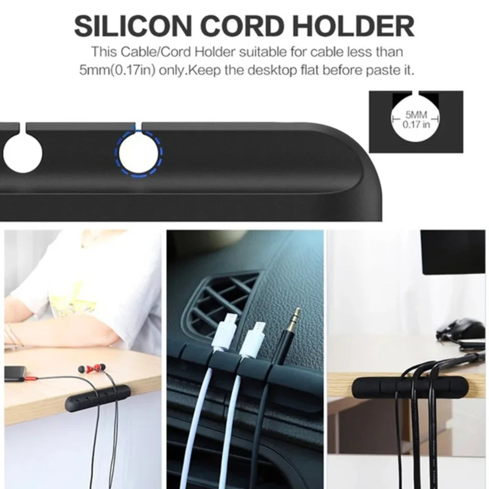 Cable Holder Clips Cable Organizer Silicone USB Cable Winder Management Clips Self Adhesive for Mouse Keyboard Headset