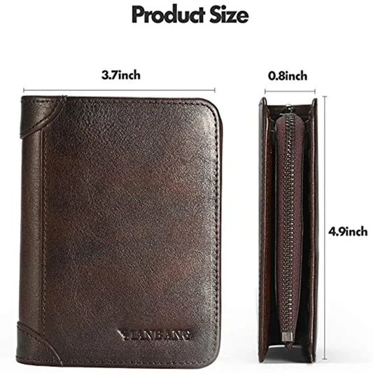 HOT Genuine Leather Men Wallet Small Mini Card Holder Male Wallet Pocket Retro Purse Wallet for Men High Quality