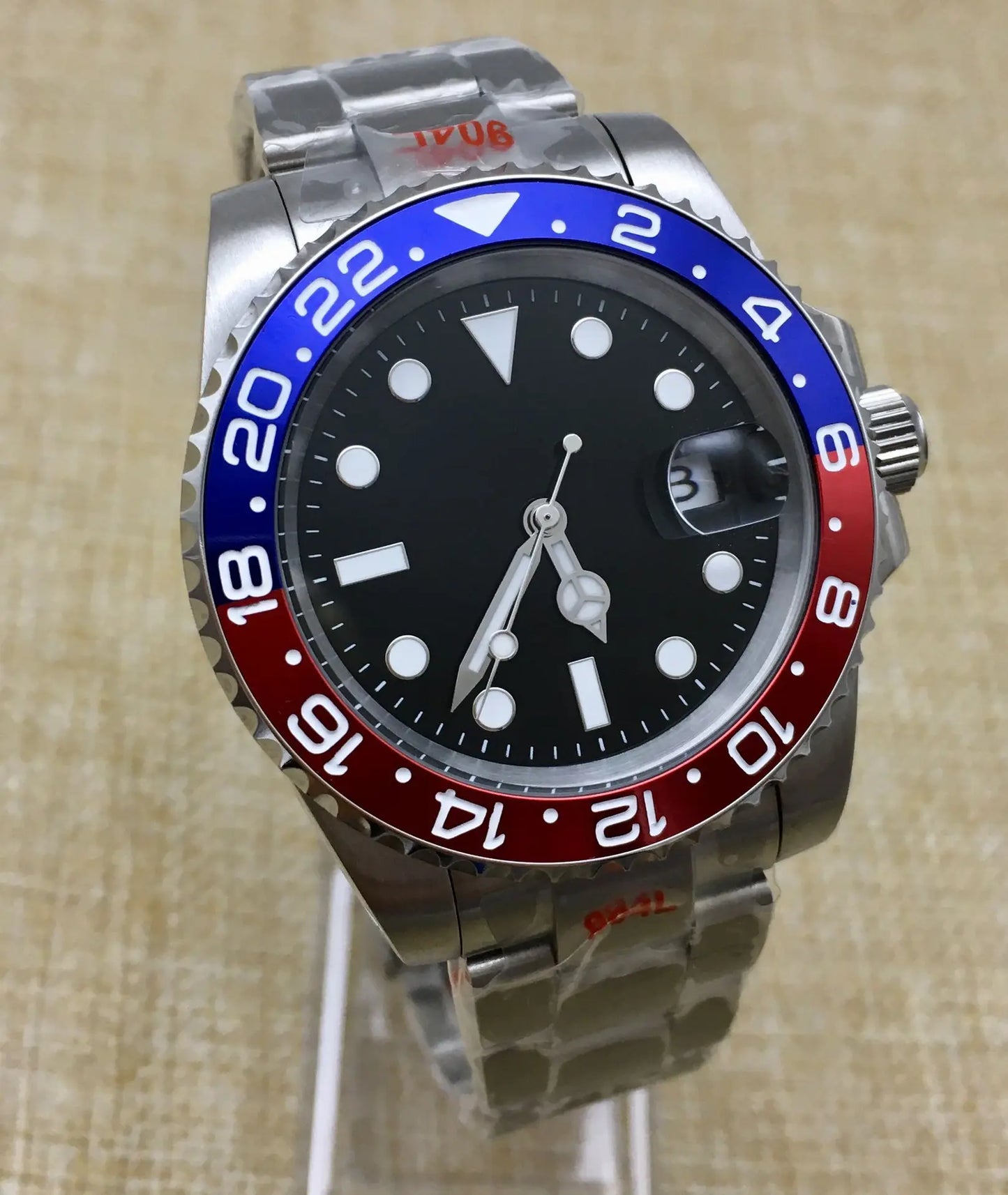 Men Watch 40Mm Black Dial Luminous Cola Bezel Automatic Mechanical Watch Stainless Steel Bracelet