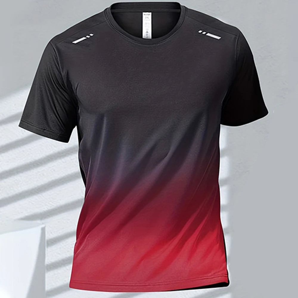 Men'S T-Shirts Sports Running T-Shirt Quick-Drying Gradient Short Sleeve Tees Outdoor Workout Basketball Training Running Outfit