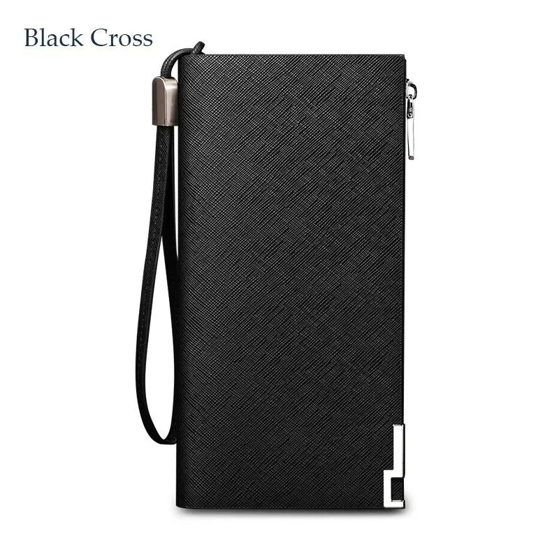 Genuine Leather Men Wallet Fashion Design Long Sequined Phone Credit Card Holder Wallet PL209