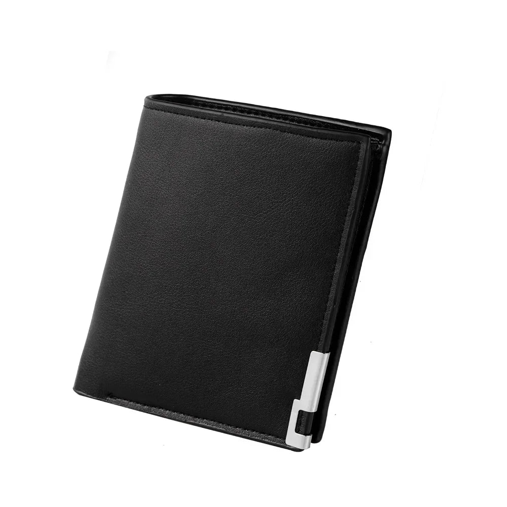 New Men'S Short Wallet Multifunction Fashion Iron Credit Card Holders Pu Money Bag Vintage Men Leather Wallet Slim Male Purses