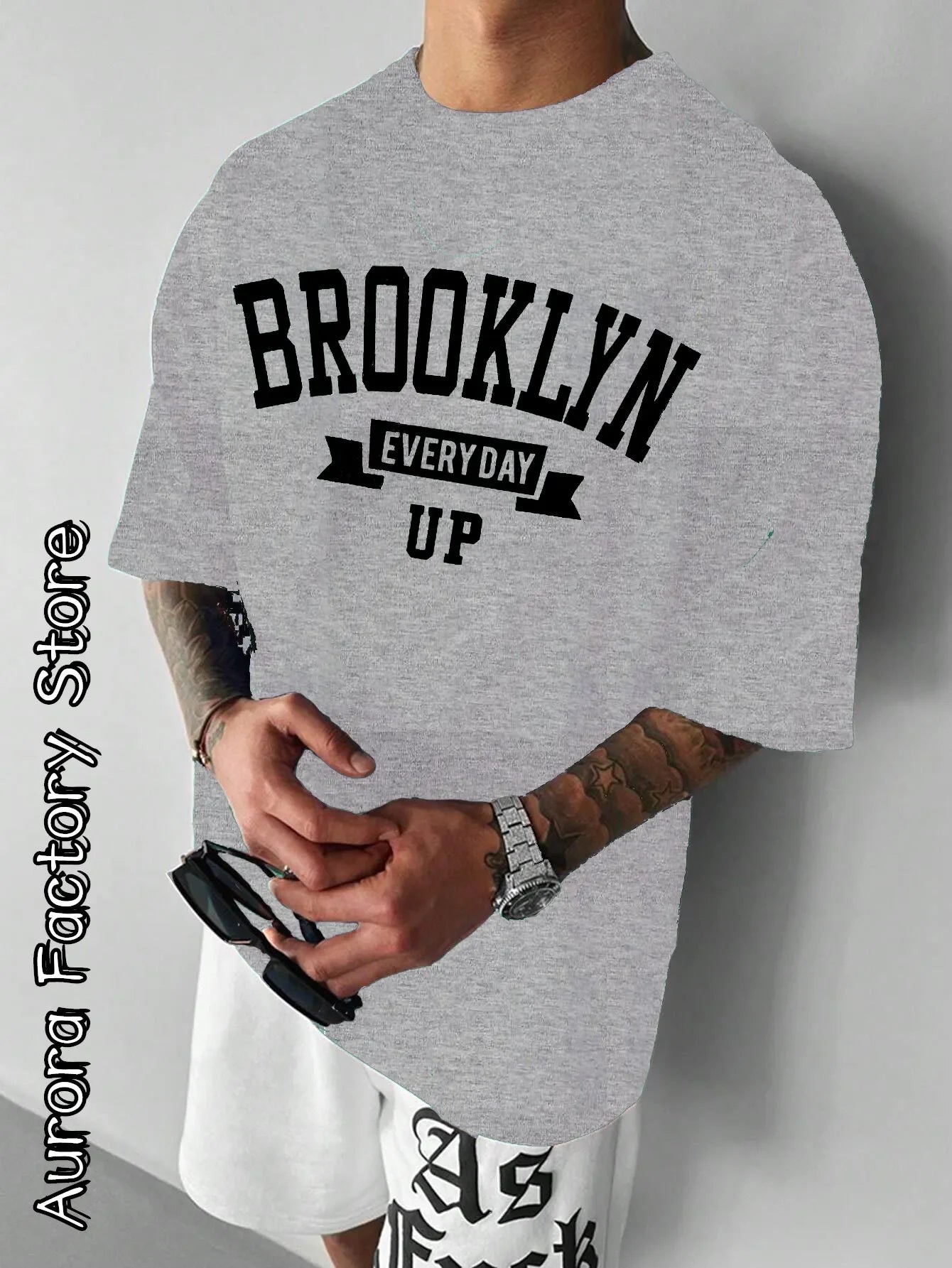 2024 Summer Men'S T-Shirt Brooklyn Camiseta Letter Printed T-Shirt Casual Short Sleeve Streetwear Oversized T-Shirt Men Clothes