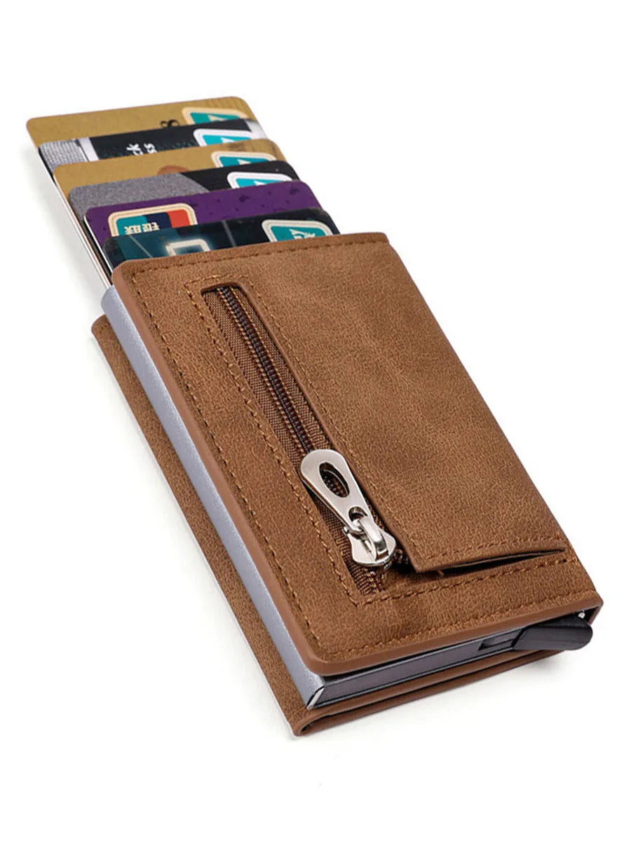 PU Leather Men Wallet Rfid Anti-Magnetic Credit Cards Holder with Organizer Coin Pocket & Money Clips Purse