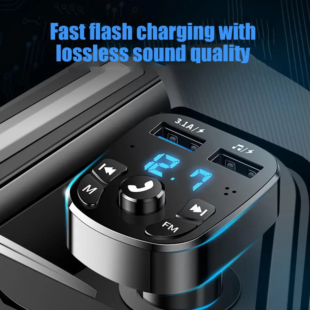 Bluetooth 5.0 Car Charger Dual USB Car Kit FM Transmitter Audio MP3 Player Autoradio Handsfree 3.1A 12-24V USB Fast Charger