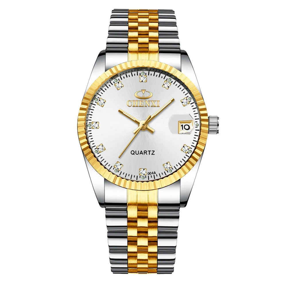 Luxury Brand Golden New Clock Fashion Men Watch Stainless Steel Watperoof Quartz Watches Male Golden Wristwatch Wholesale