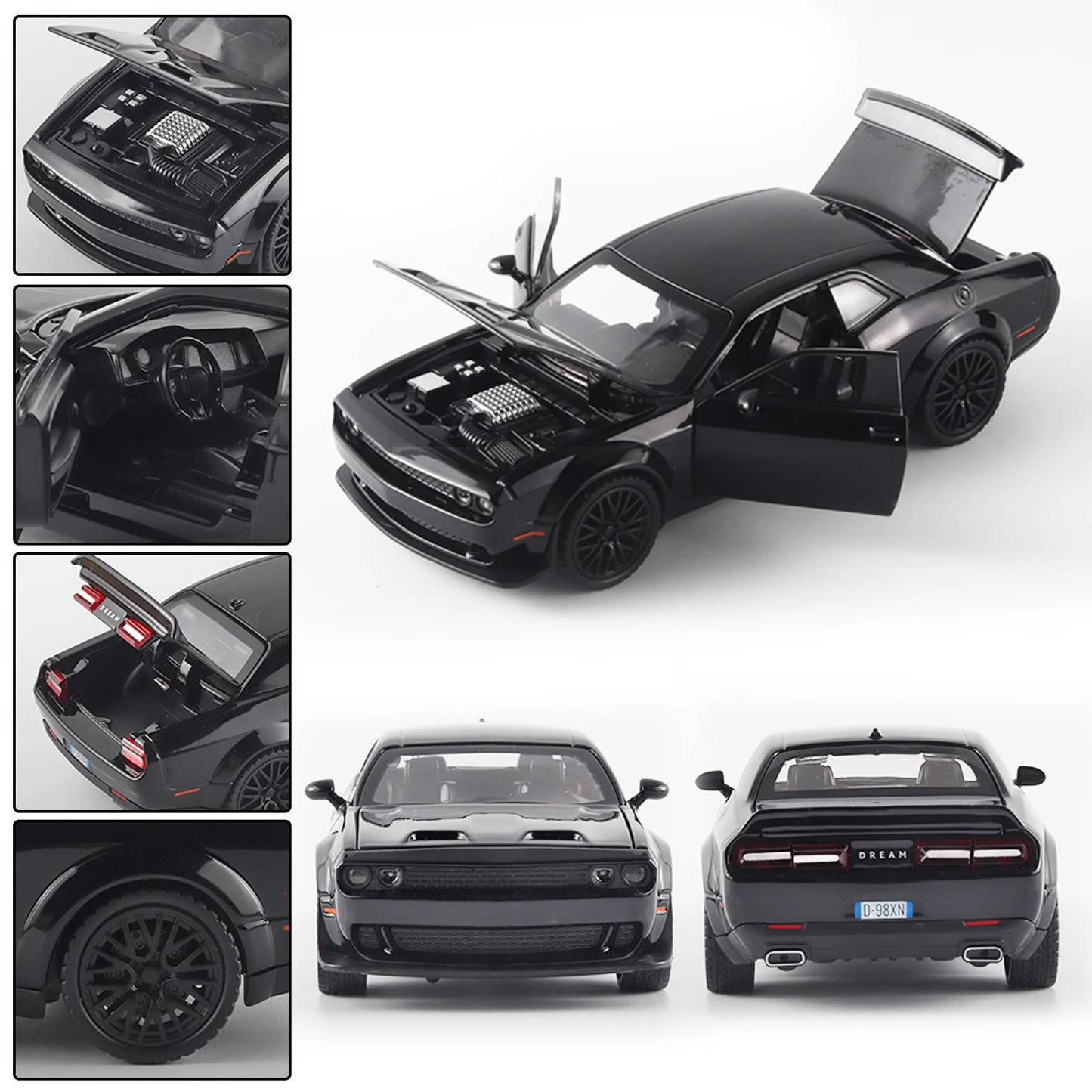 1/32 Hellcat Redeye Alloy Diecast Muscle Car Model Sound & Light Children'S Toy Collectibles Birthday Gifts Original Box Present