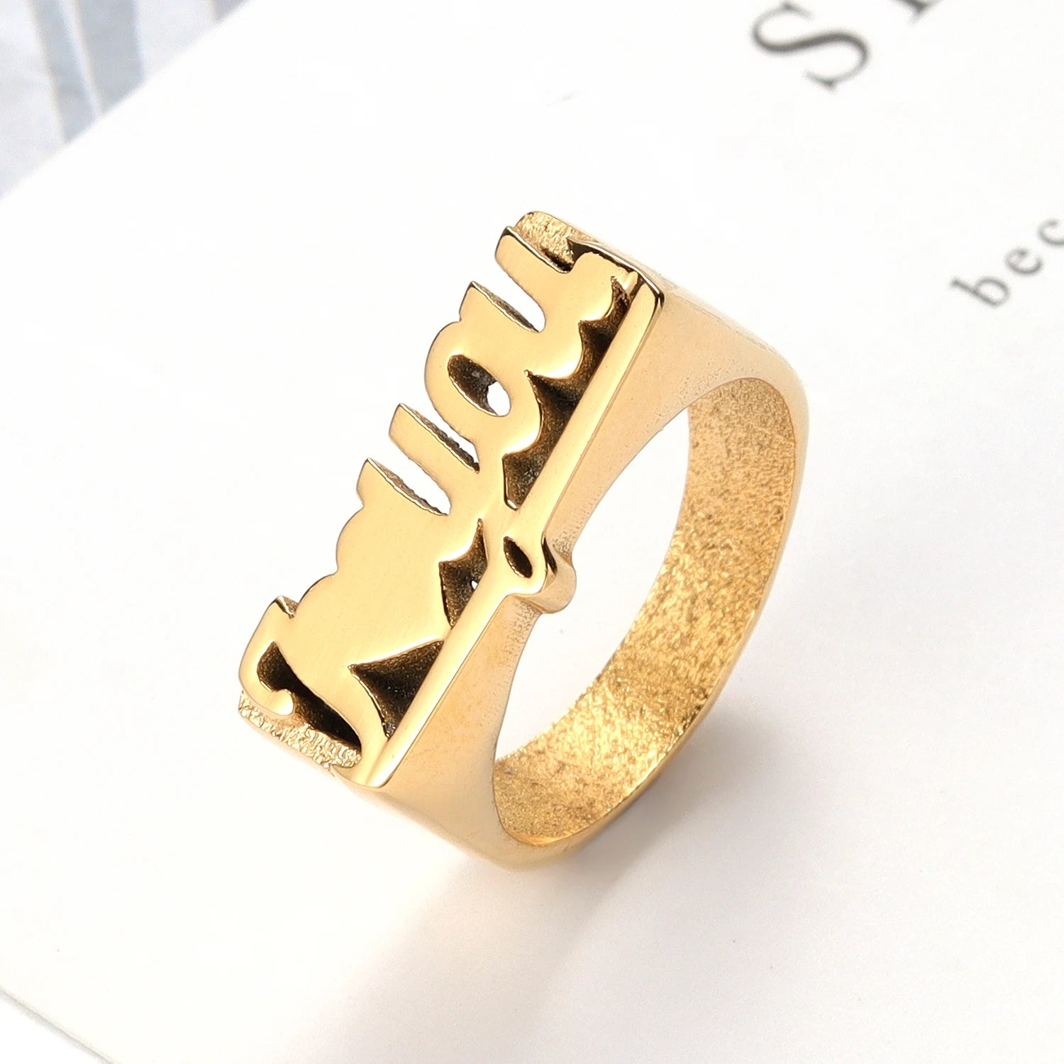 Custom Name Ring I Love You Stainless Steel Jewelry Personalized Proposal Ring Engagement Wedding Charm Gift for Women Rings