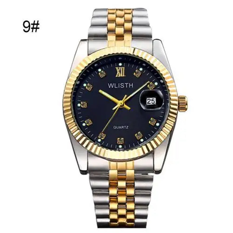 Couple Watch Diamond Women'S Watch Luxury Gold Ladylover Stainless Steel Quartz Waterproof Wristwatches for Men Analog Auto Date