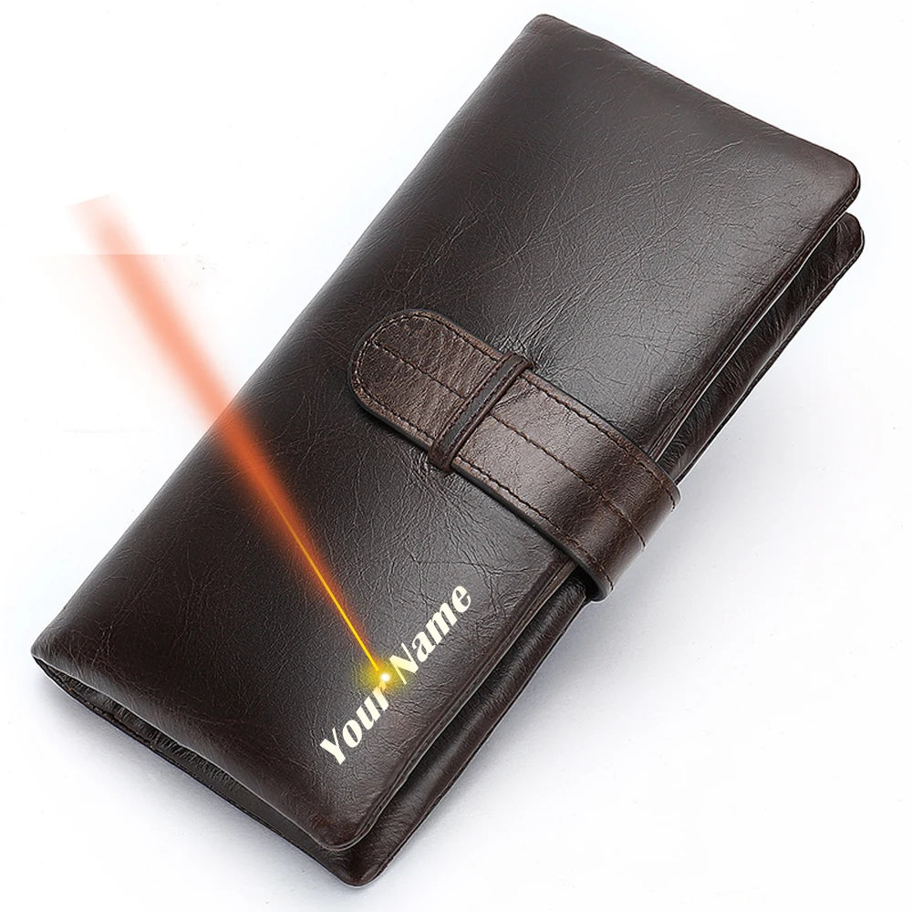 Wallet Men'S Genuine Leather Purse for Men Clutch Male Wallets Long Leather Zipper Wallet Men Business Money Bag 6018