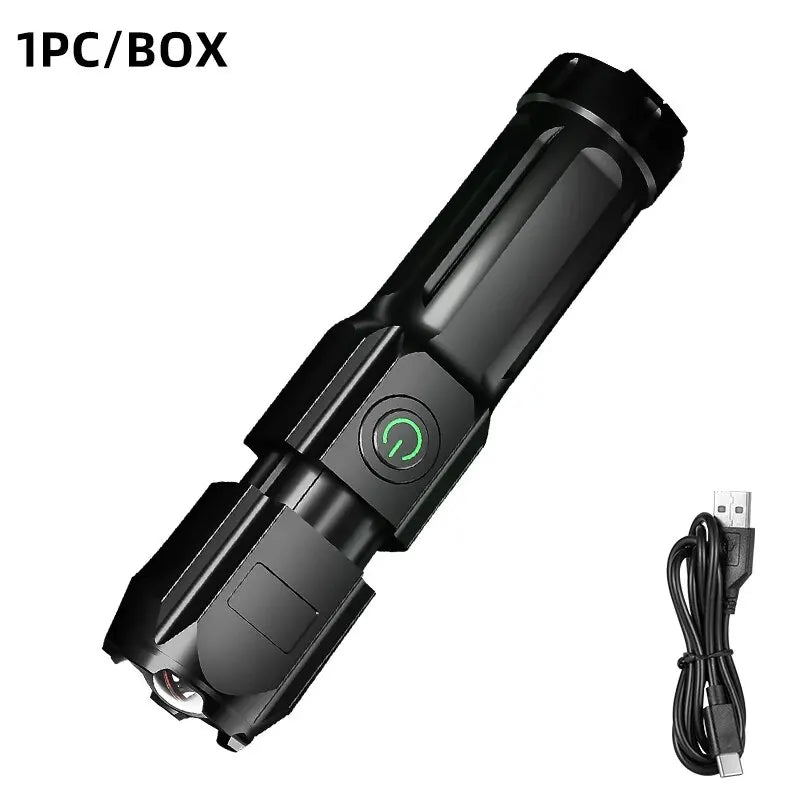 Powerful LED Flashlight 100000 Lumen Tactical Flashlights Rechargeable USB 18650 Waterproof Zoom Fishing Hunting LED Flashlight