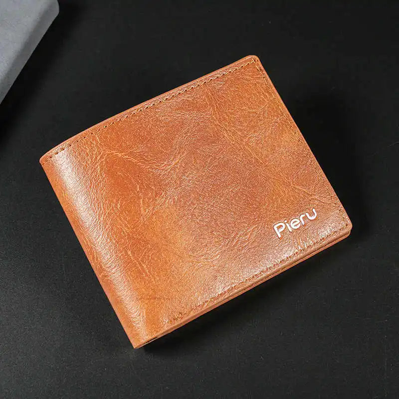 Ultra Thin Zipper Wallet Men'S Small Wallet Business PU Leather Wallets Band Solid Color Card Coin Purse Credit Bank Holder