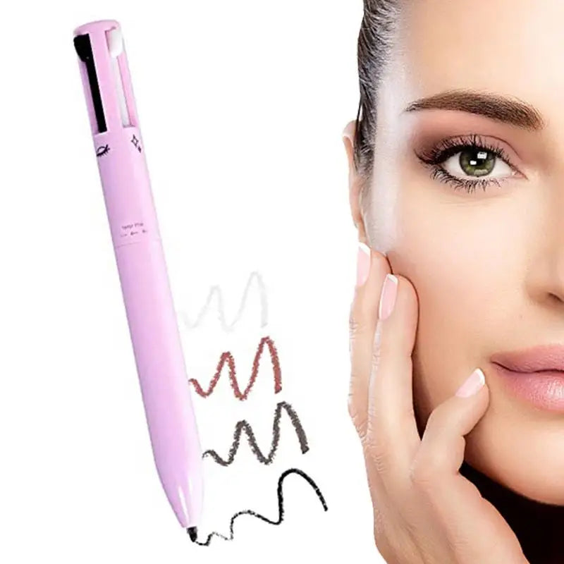 4 in 1 Makeup Pen Waterproof Cosmetic Pencil 4 Color Multi-Function Makeup Beauty Pen for Eyeliner Brow Lip Liner Highlighter